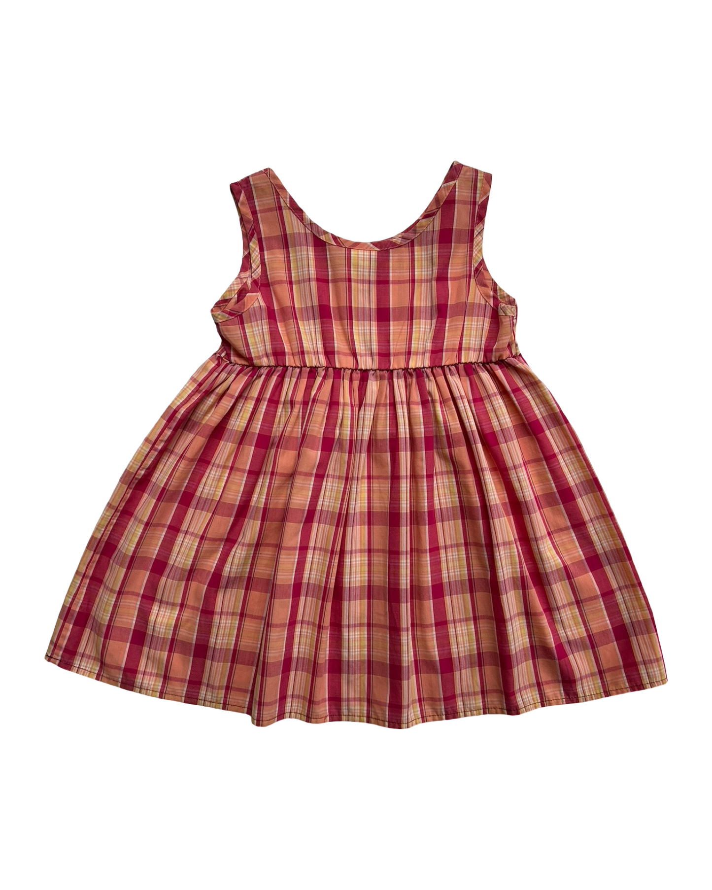 4T Toddler Girls Thomas Vintage Sleeveless Orange Checkered Dress.