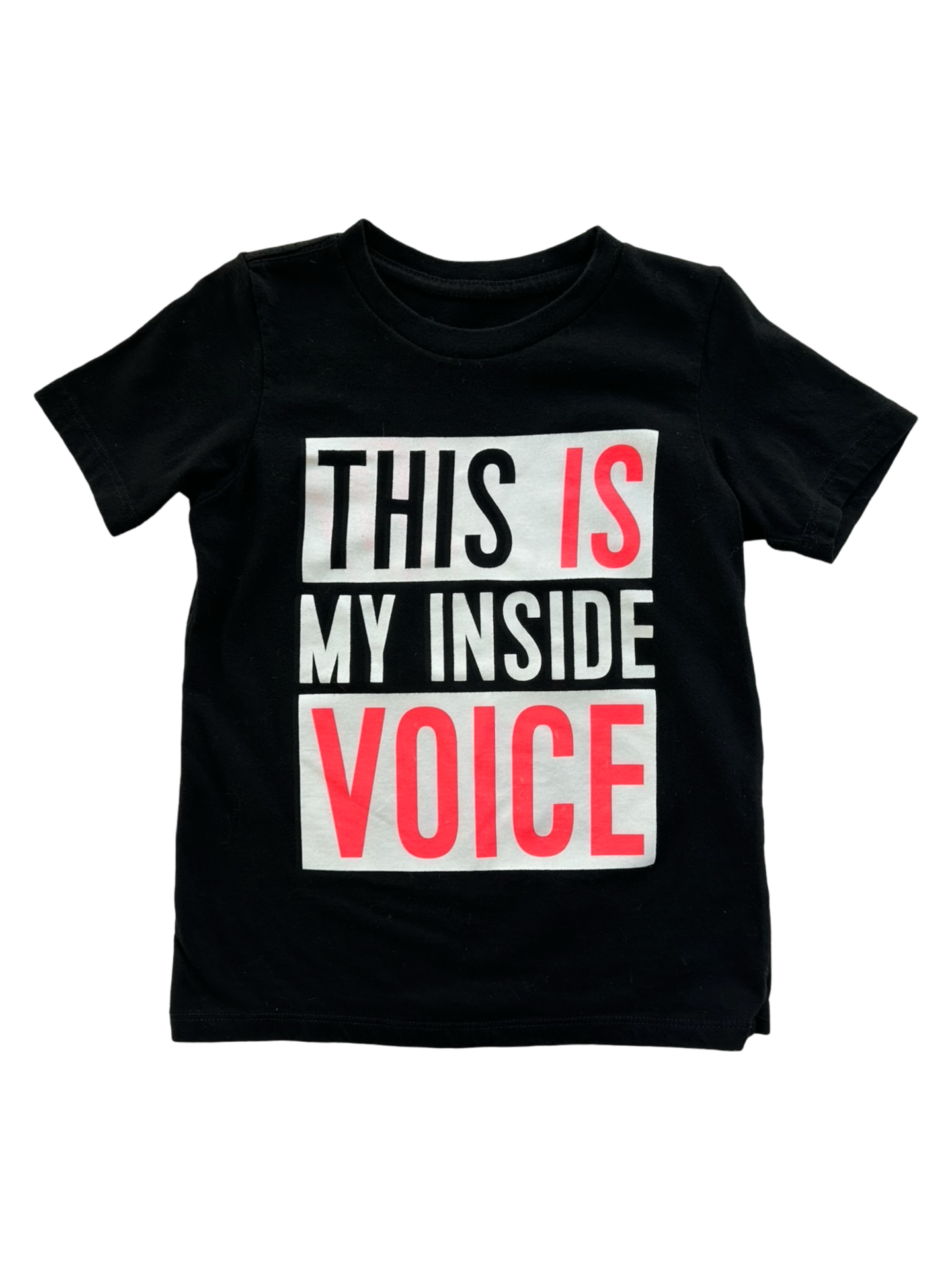4T Toddler Boy Black The Childrens Place Short Sleeve This is My Inside Voice Graphic T-Shirt