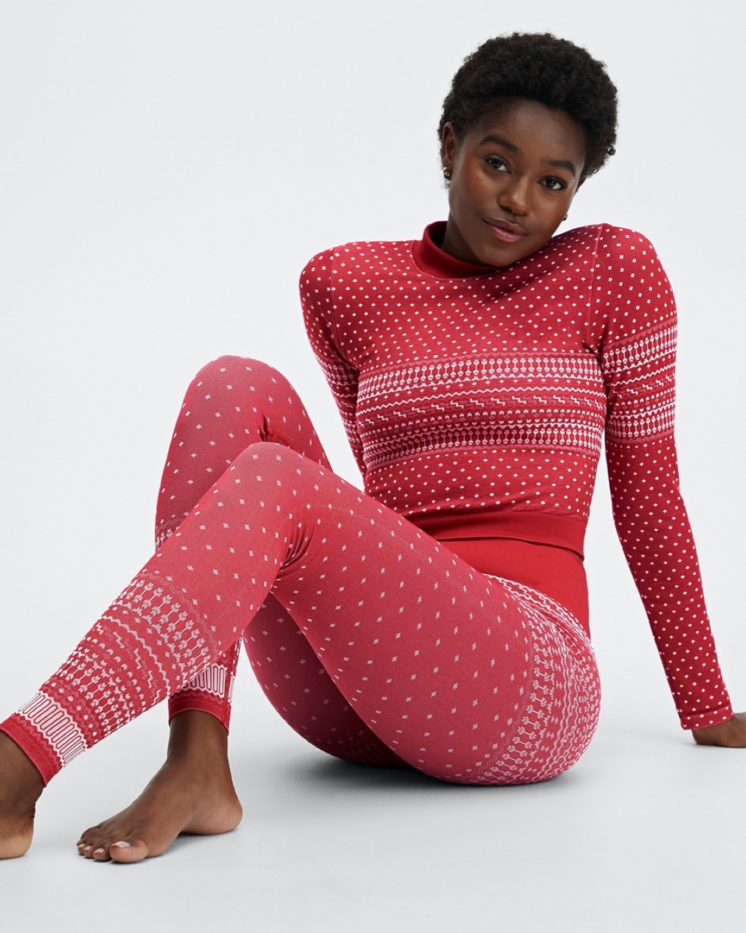 Women’s Size Small Fabletics Cardinal Red Holly Seamless Long Sleeve Shirt Top