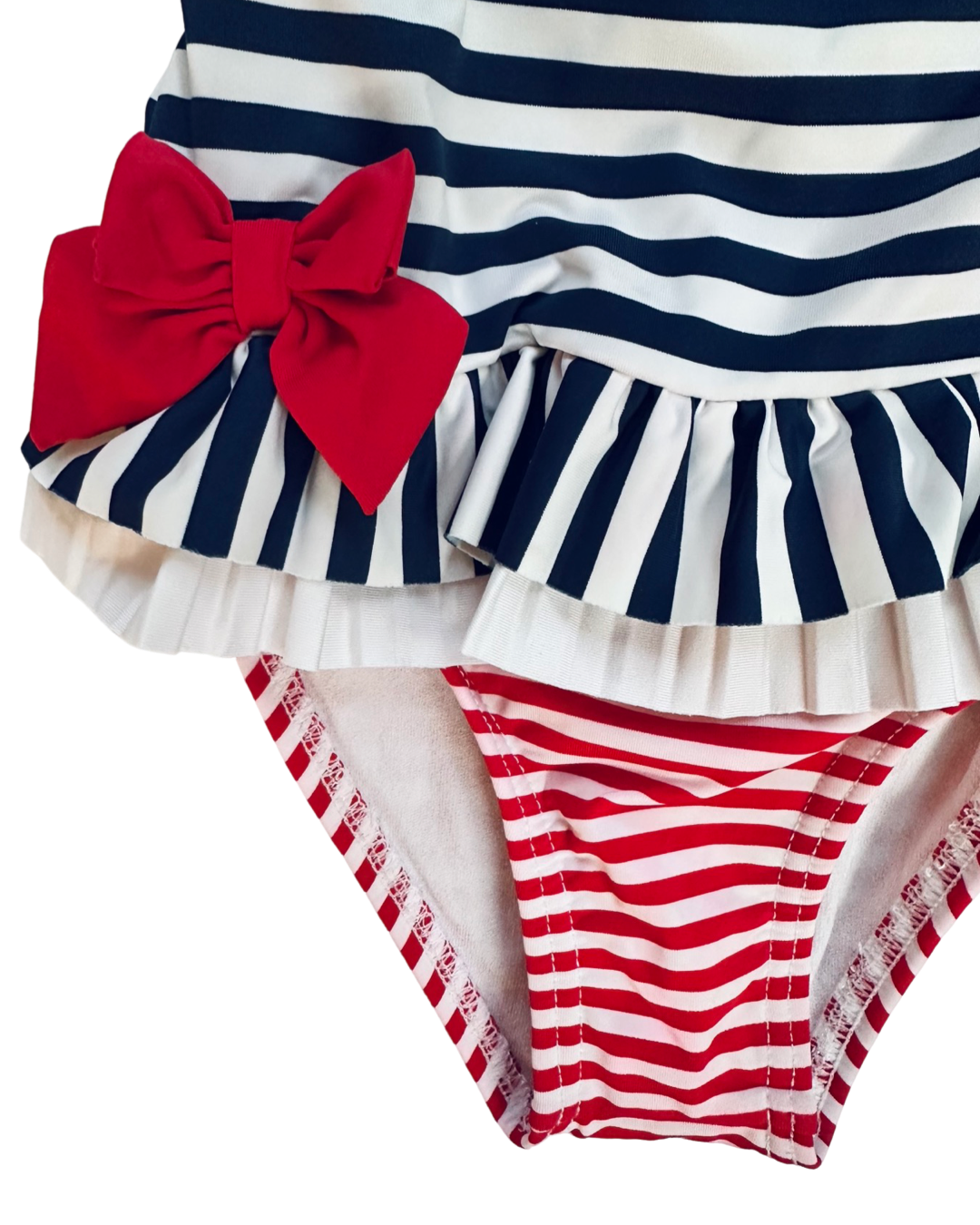 9M Baby Girl Patriotic American Mayoral Girl Red / White / Blue Striped One Piece Swim Suit