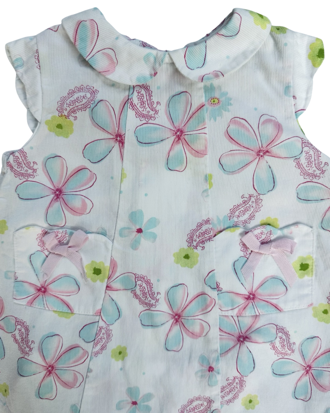 6M Baby Girl Laura Ashley White Collared Pink Floral Dress with Matching Bloomers