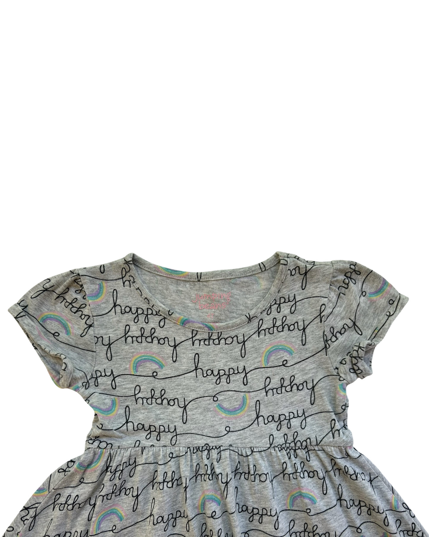 4T  Toddler Girls Jumping Beans Happy Rainbow 🌈 Short Sleeve Dress