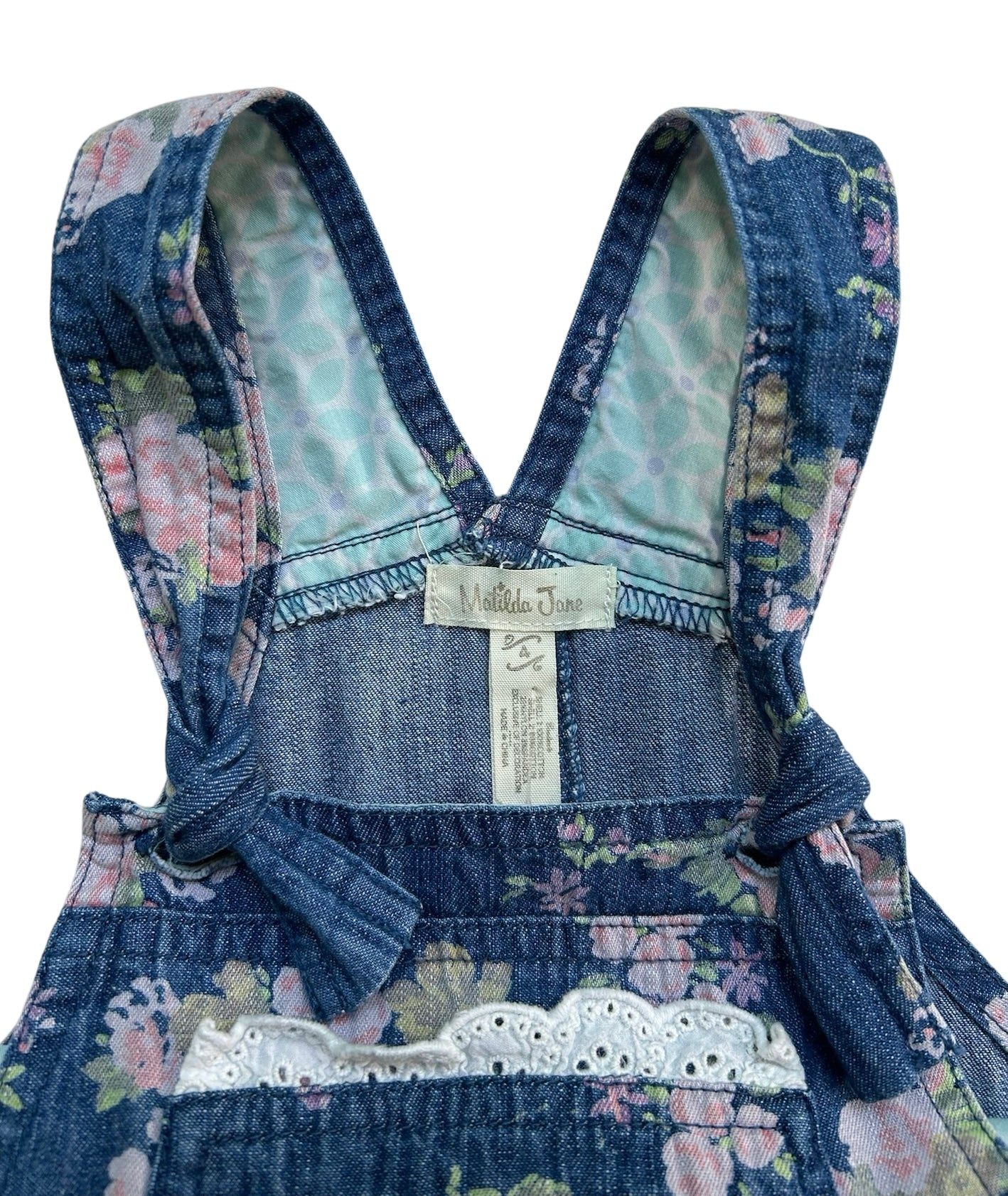 4T Toddler Girl Matilda Jane Adventure Begins Playground Floral Demin Romper Overalls