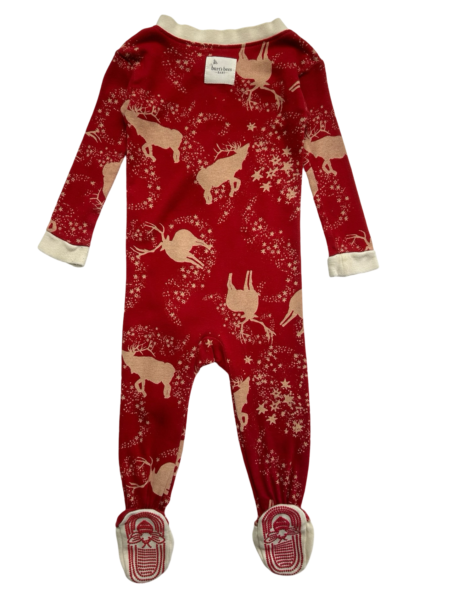 6M-9M Burt’s Bees Baby, Baby’s Boy / Girl Reindeer Christmas Pajamas