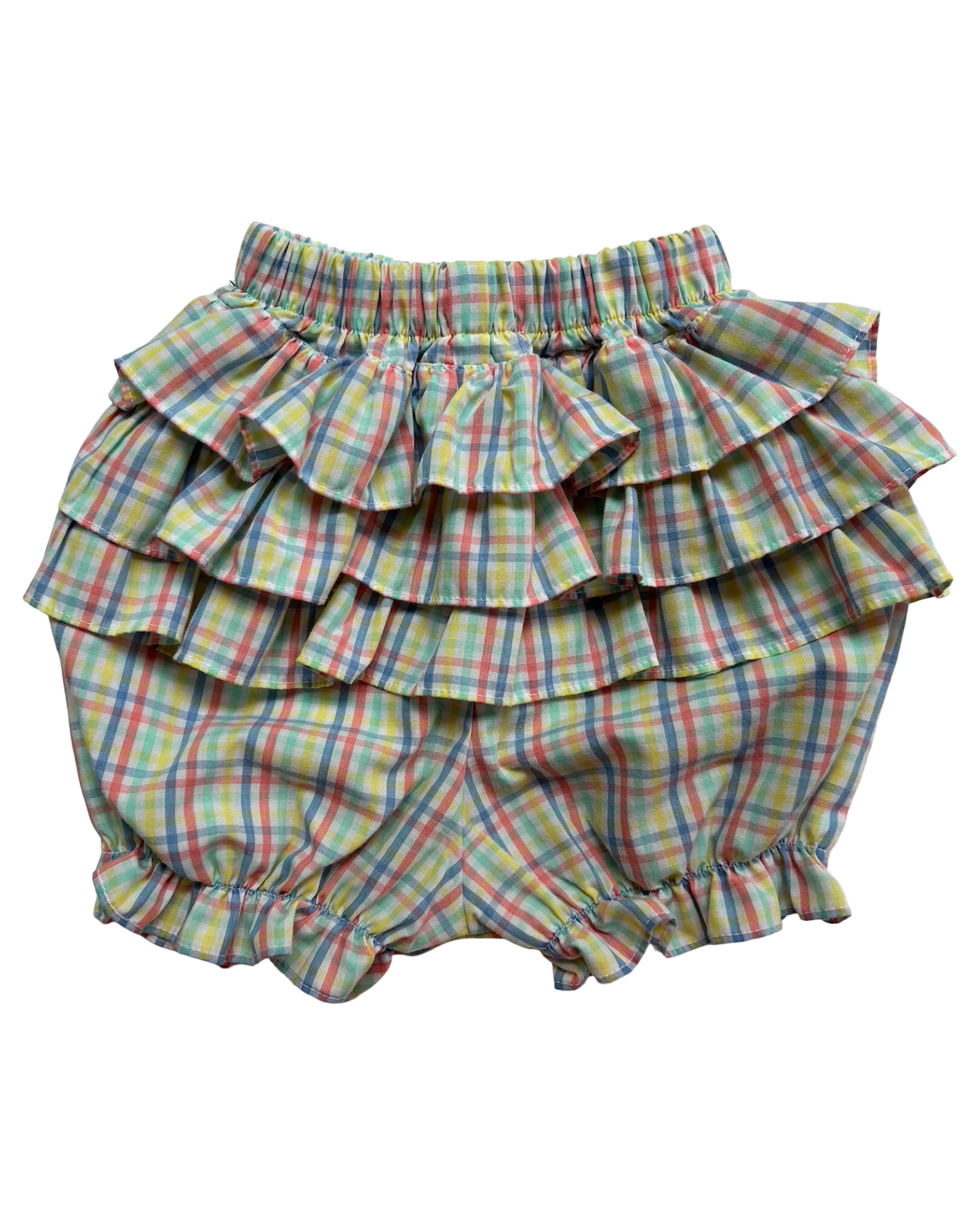 12M Baby Girls Shrimp & Grits Kids Smocked And Embroidered Fish Designs Top / Ruffled Short, 2 Pieces Set.