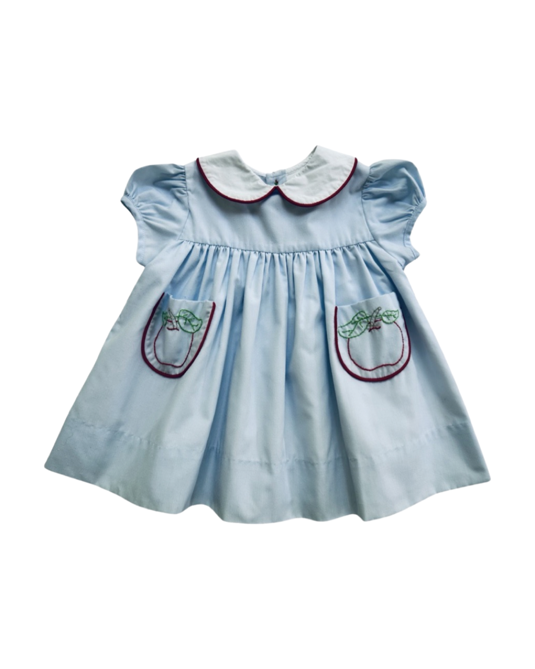12M Baby Girl The Proper Peony Blue Back to School Alex Apple Dress with Pockets