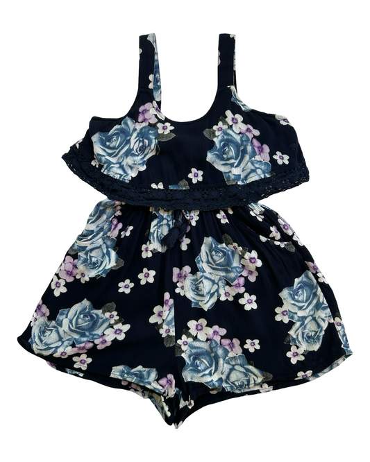 6T Toddlers Girls Justice Floral Jumpsuit Romper.