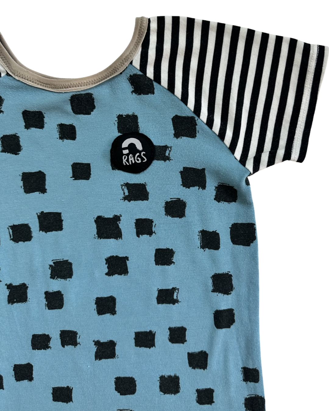 18-24M Baby Boy RAGS to Raches Blue & Black Shortie Romper
