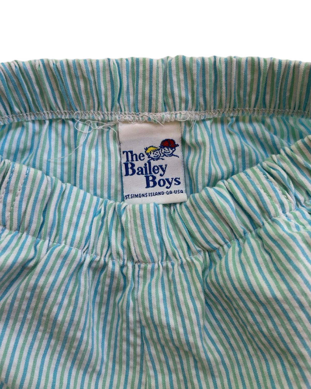 2T Toddler Boy Boutique Bailey Boys Light Blue & Green Striped Shorts