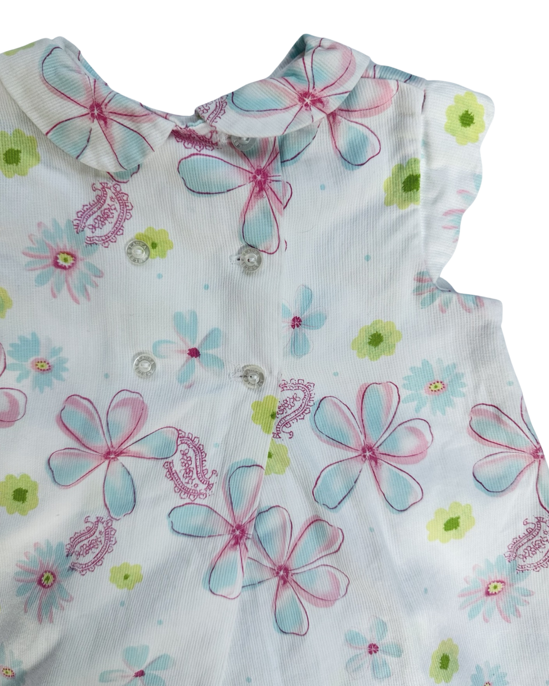 6M Baby Girl Laura Ashley White Collared Pink Floral Dress with Matching Bloomers
