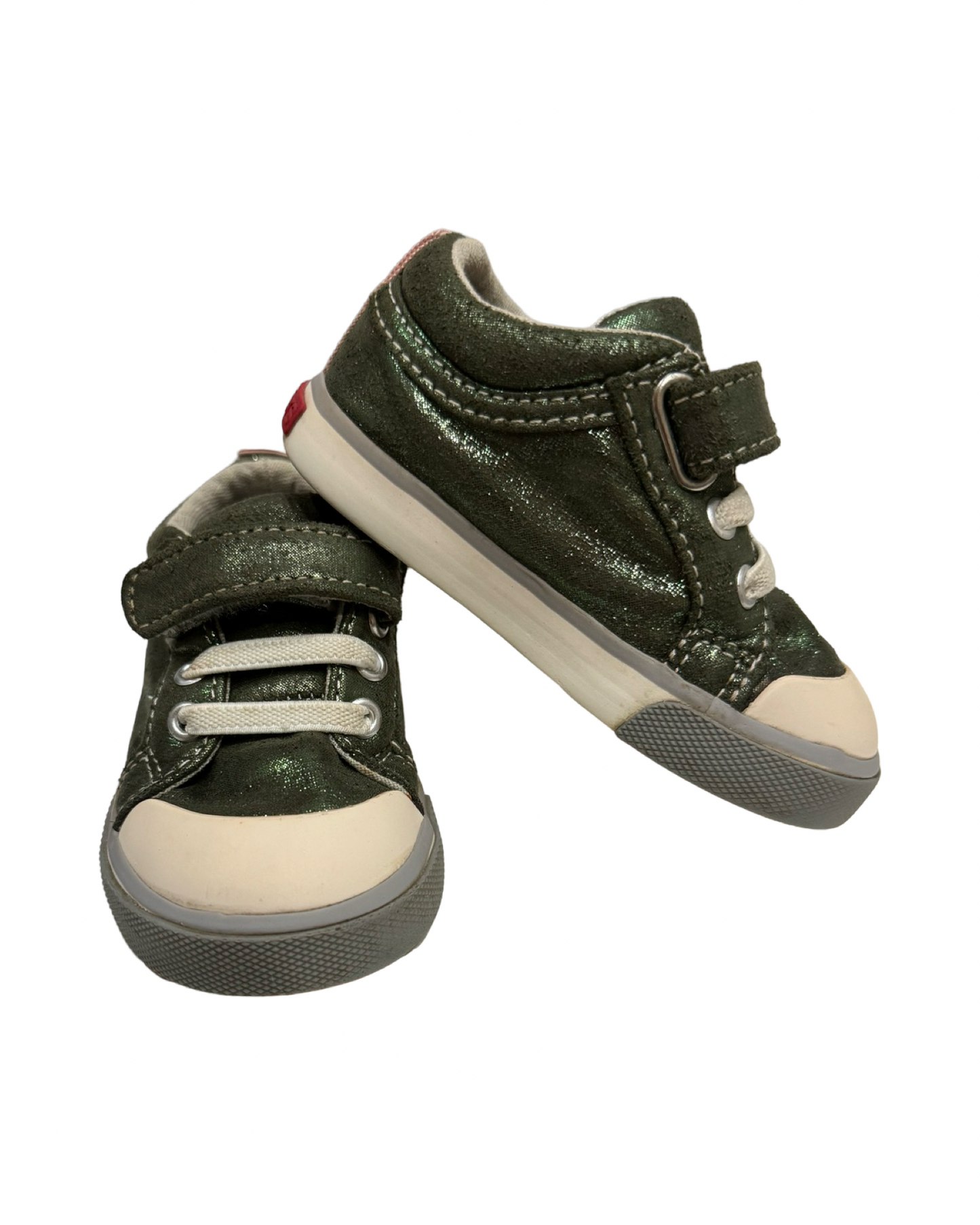 5C Toddler Girl Green Metallic Oil Spill Shimmer See Kai Run Shoes