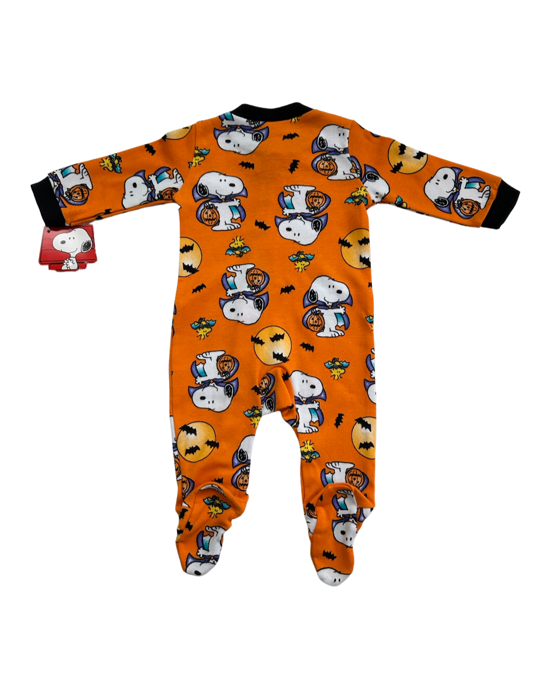 0-3M Baby Boy / Girl Orange Peanuts Snoopy One piece Halloween Sleeper PJs NWT