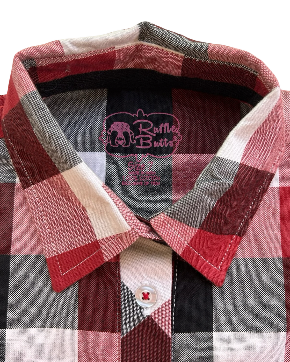 7T Toddler Girls Rufflebutts Short Sleeve Plaid Dress.