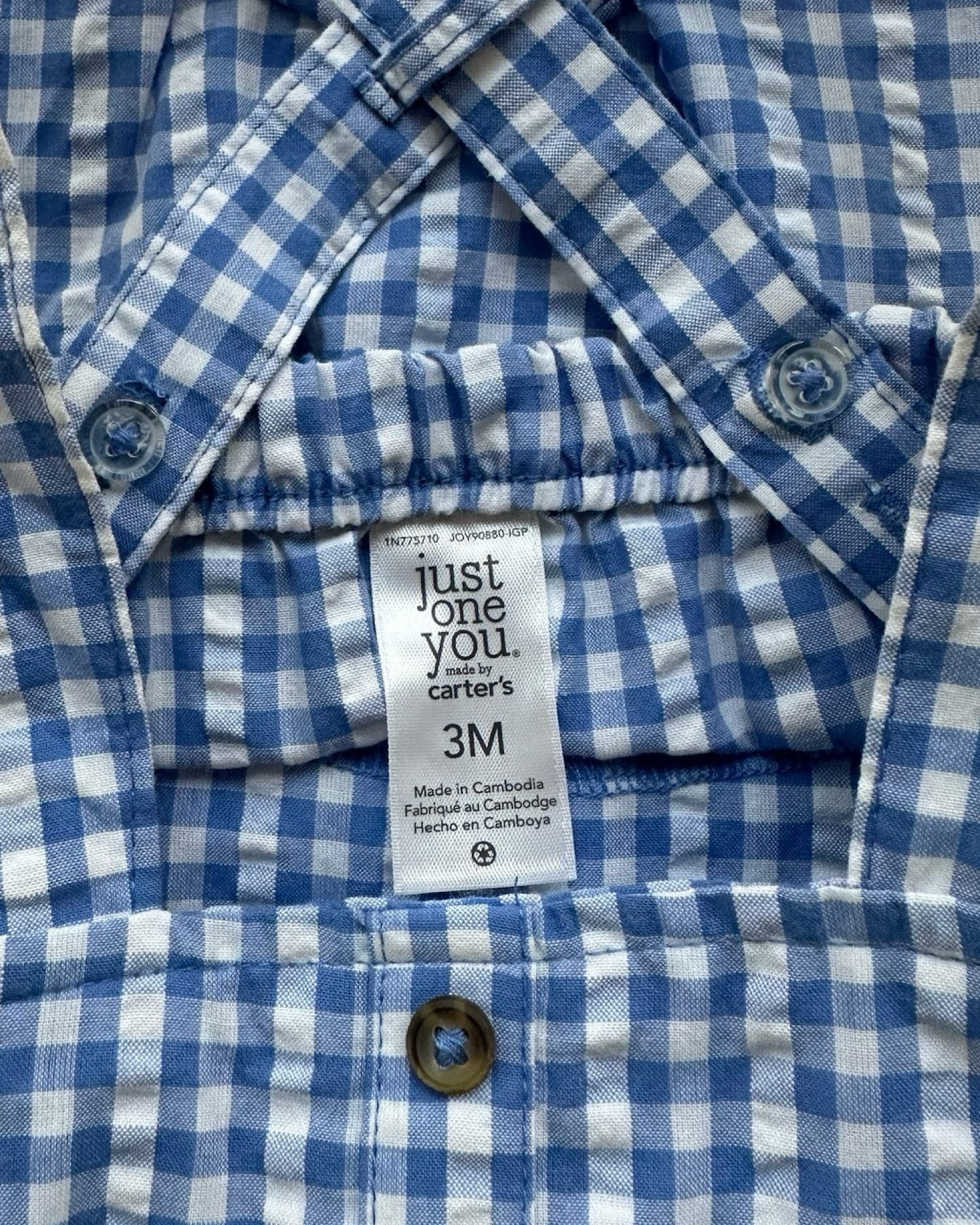 3M Baby Boys Carter’s Just One You Short tall Plaid Crotch Snap.