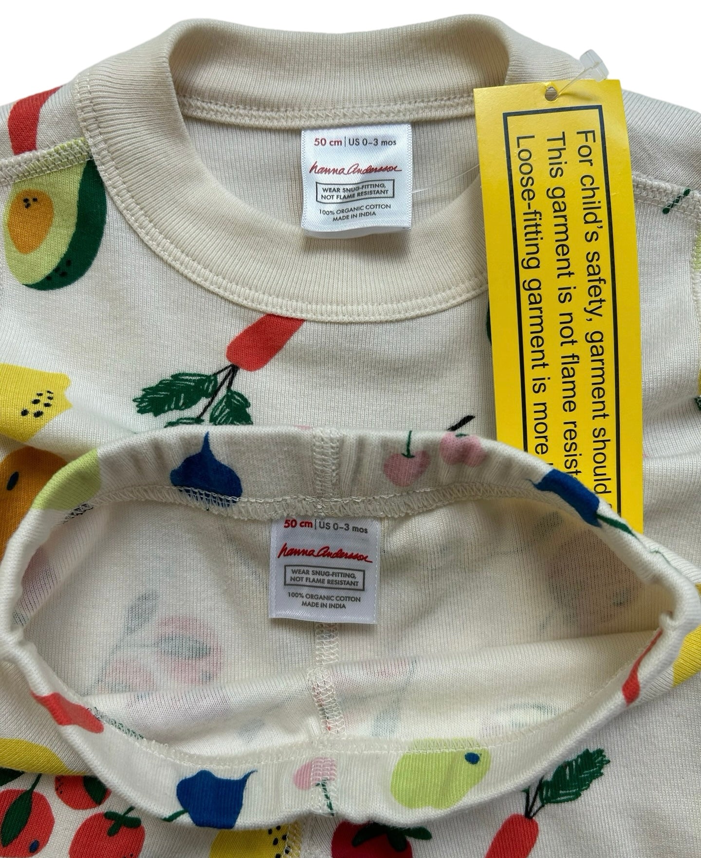 0M-3M Hanna Andersson Baby Girls Fruits / Veggies Print Long Sleeve Pajamas 2 Pieces Set. NWT