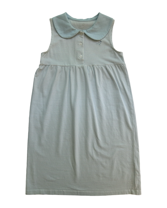 YS 8T (Small) Youth Girls Properly Tied Power Light Blue Striped Jackson Sleeveless Dress.