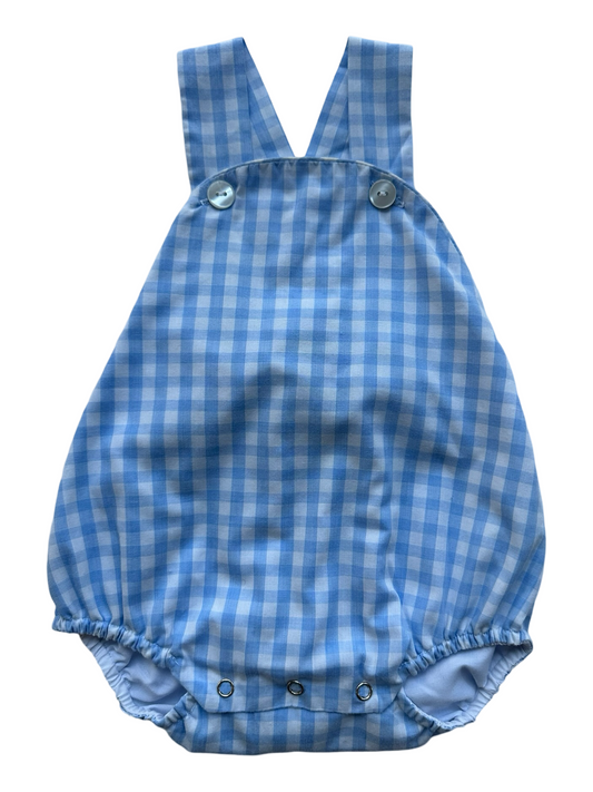 3M Baby Boy Cecil & Lou Light Blue / White Gingham Bubble Romper