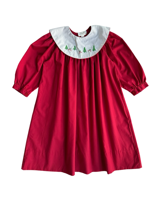 5T Toddler Girls Rosalina Collection Christmas Snowman Tree Embroidered Long Sleeves Dress