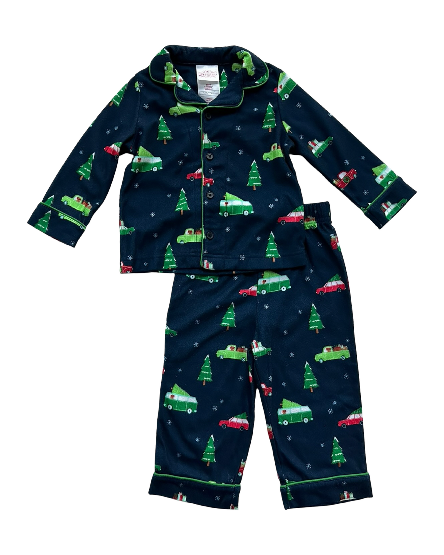 18M Baby Boy Wondershop Flannel Cars 🛻 & Christmas Tree 🎄 Nightwear 2 Pieces Pajama  Set