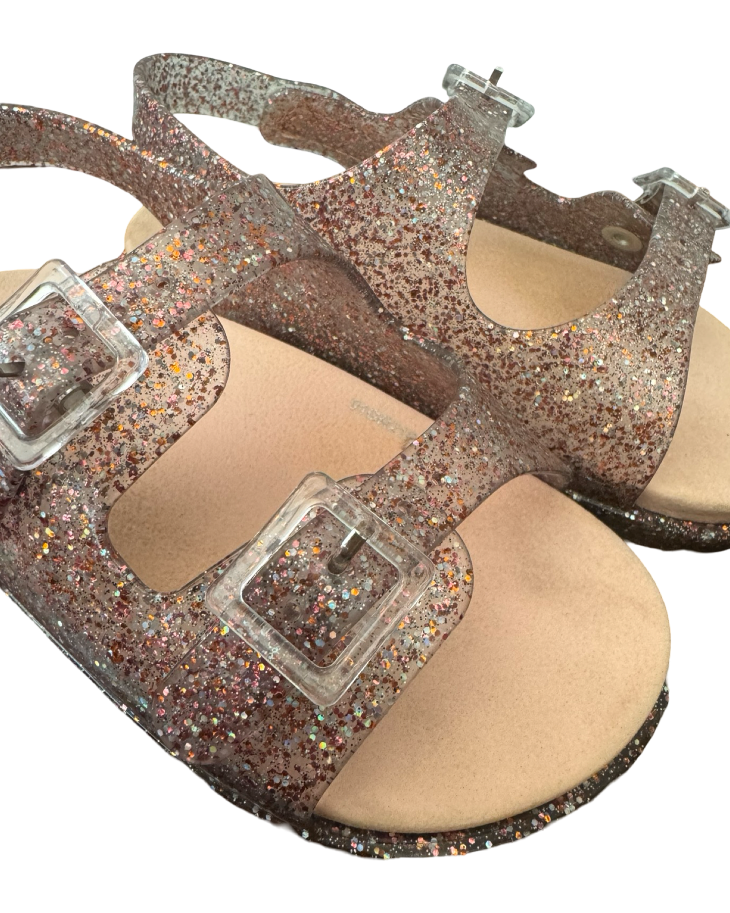 8C Mini Melissa Pink / Rose Gold Multi Glitter Sandals Size 8 / Euro 24