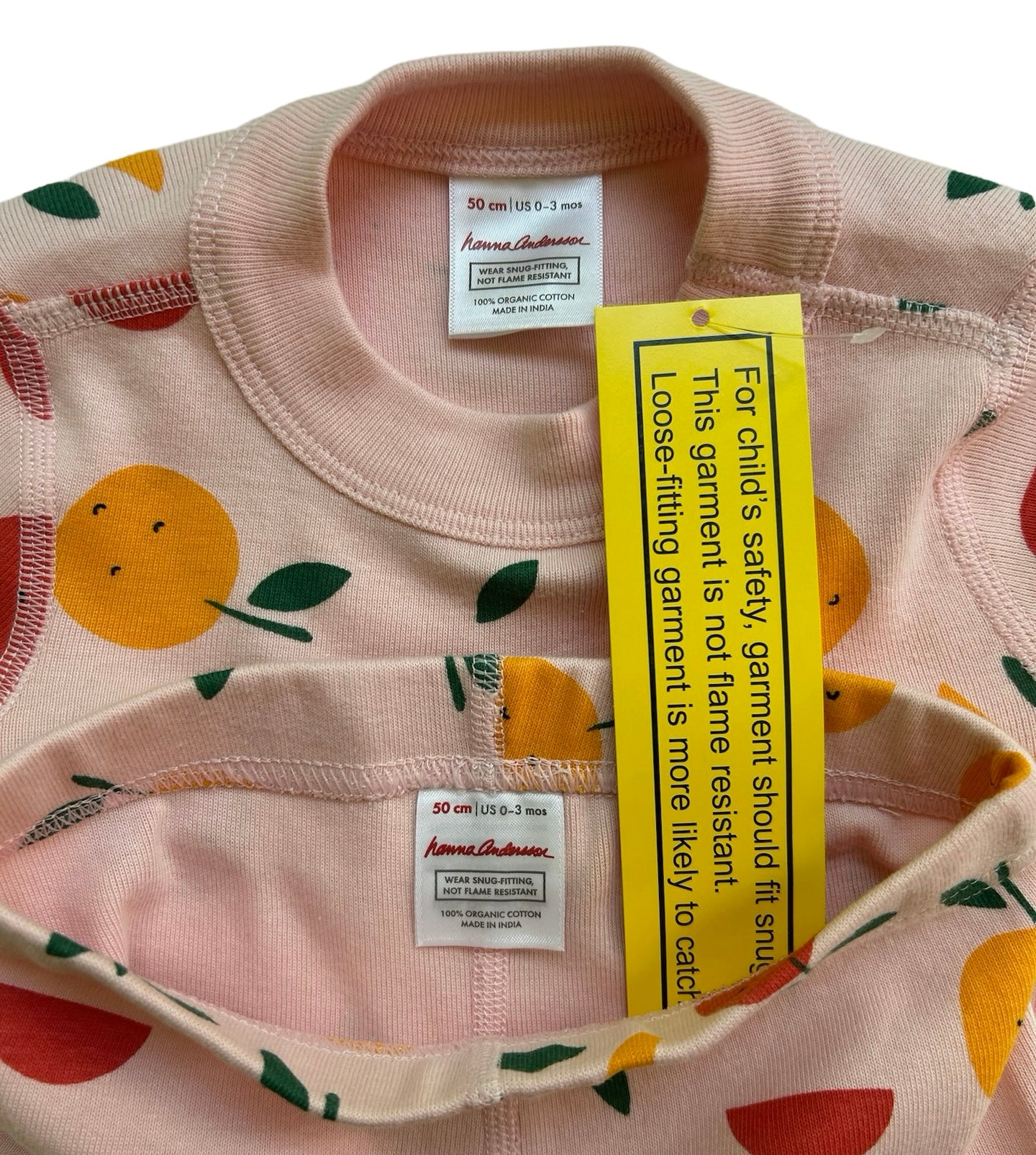 0M-3M Hanna Andersson Baby Girls Citrus Print Long Sleeve Pajamas 2 Pieces Set. NWT