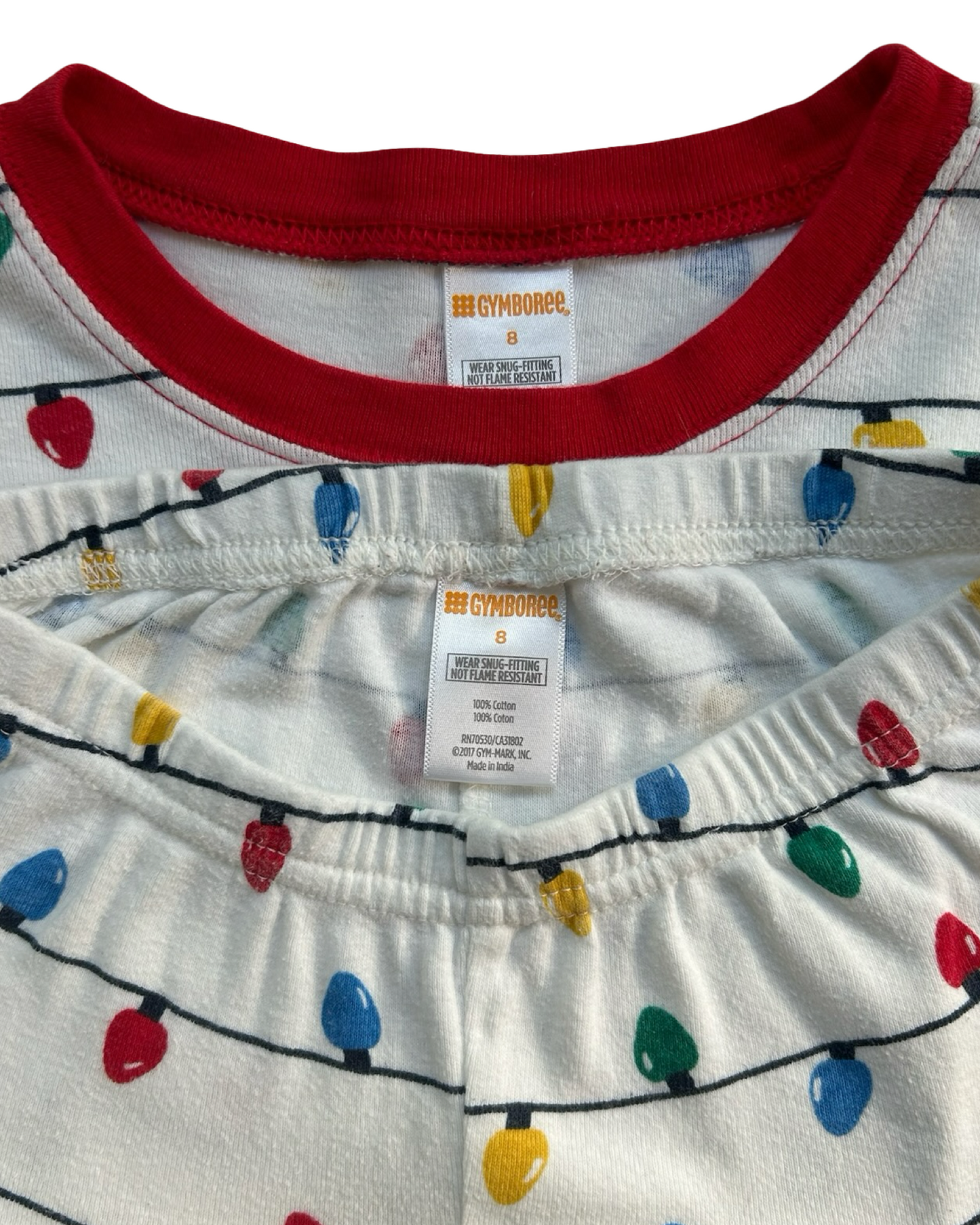 8T Toddler Boys Gymboree Christmas Lights Gymmies Cotton Pjs 2 Piece Set Sleepwear.