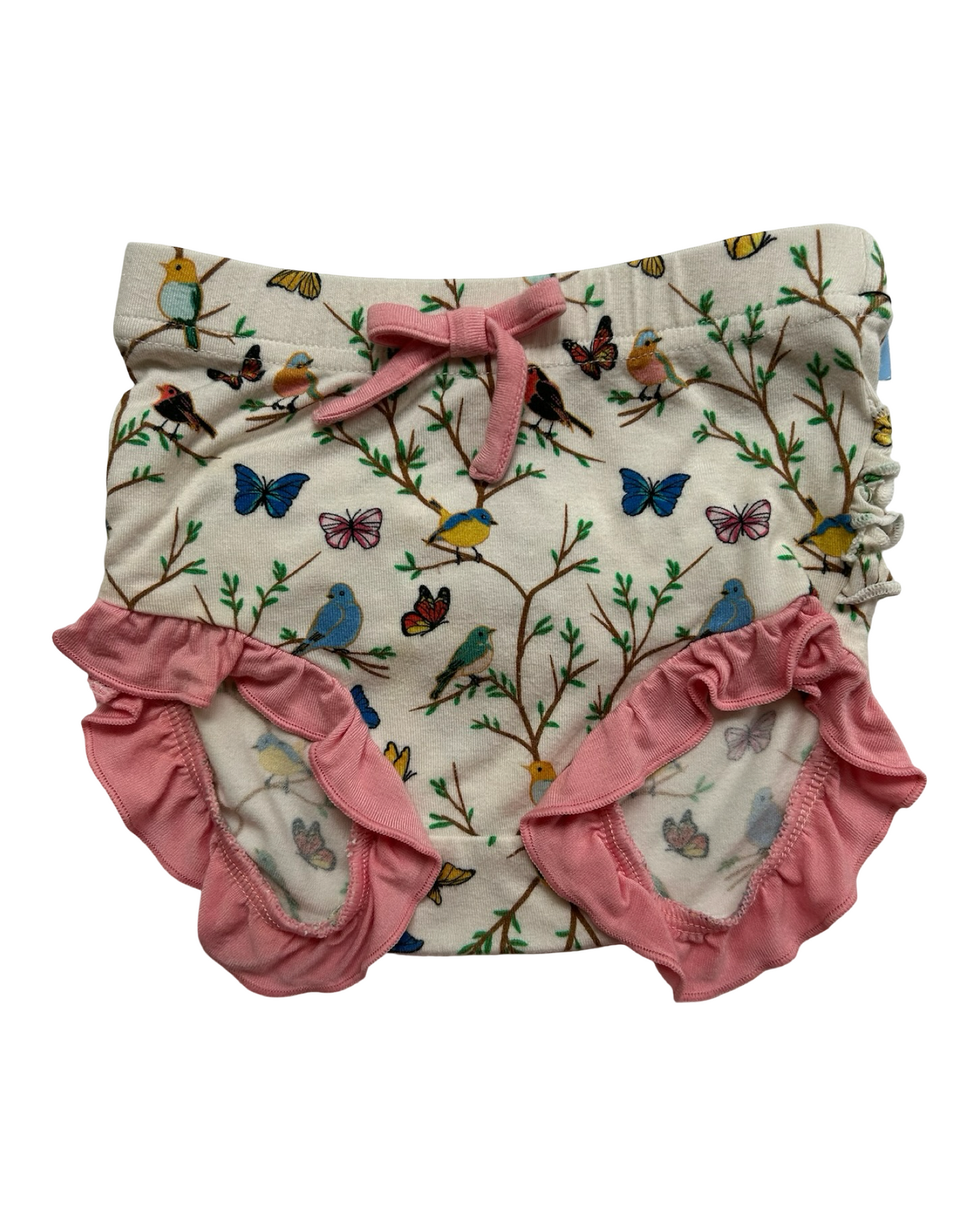 6M-9M Baby Girls Free Birdees Once Upon A Branch Birdees & Butterflies Ruffle Peplum Shorts 2 Pieces Set