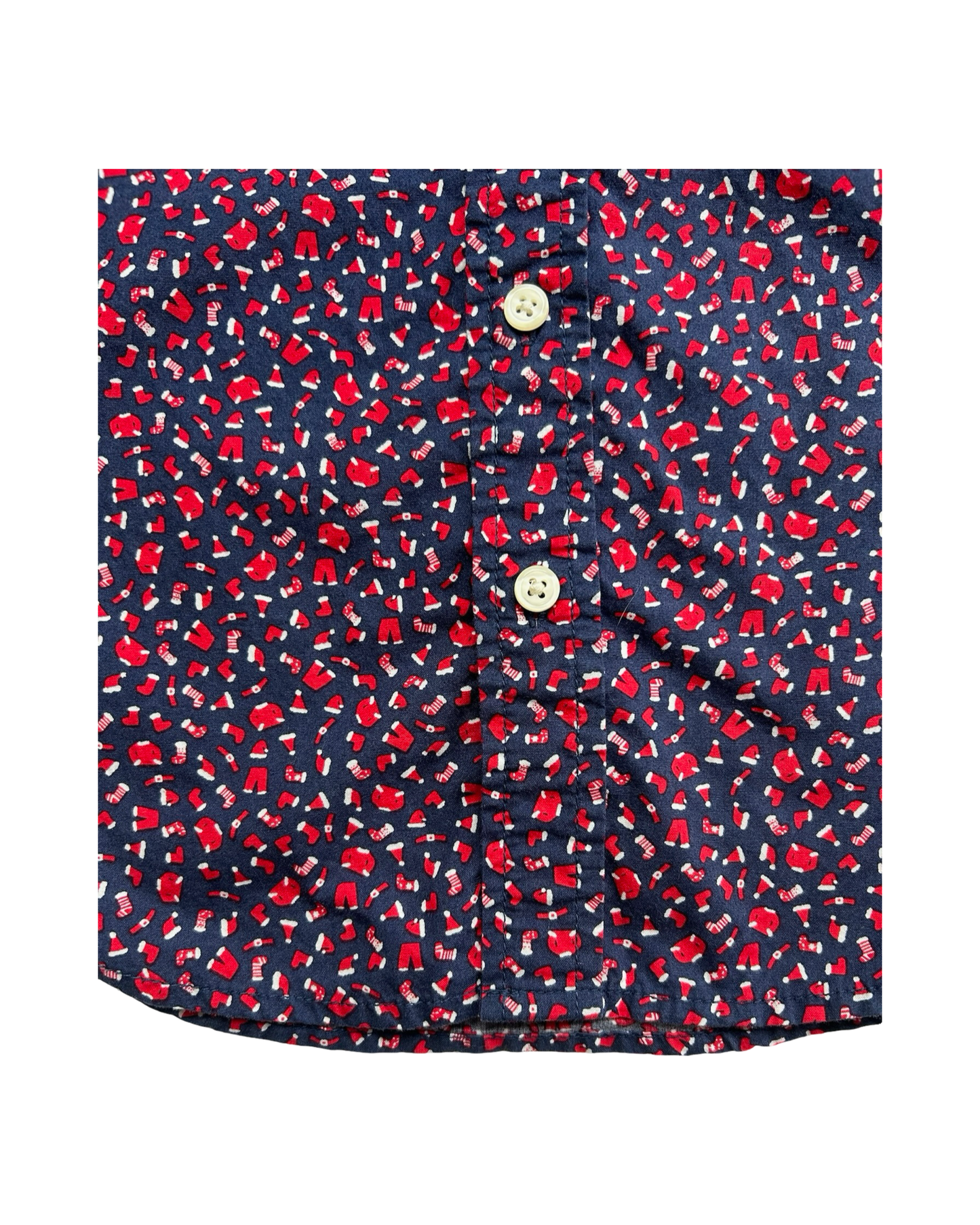 6T-7T Toddler Boys Gap Kids Christmas Blue Print Poplin Button Down Whit Pocket Shirt.