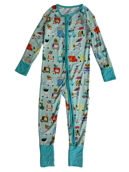 18M - 24M Baby Boy’s Little Sleepies Food Trucks Bamboo Viscose Zippy PJs, One Piece.