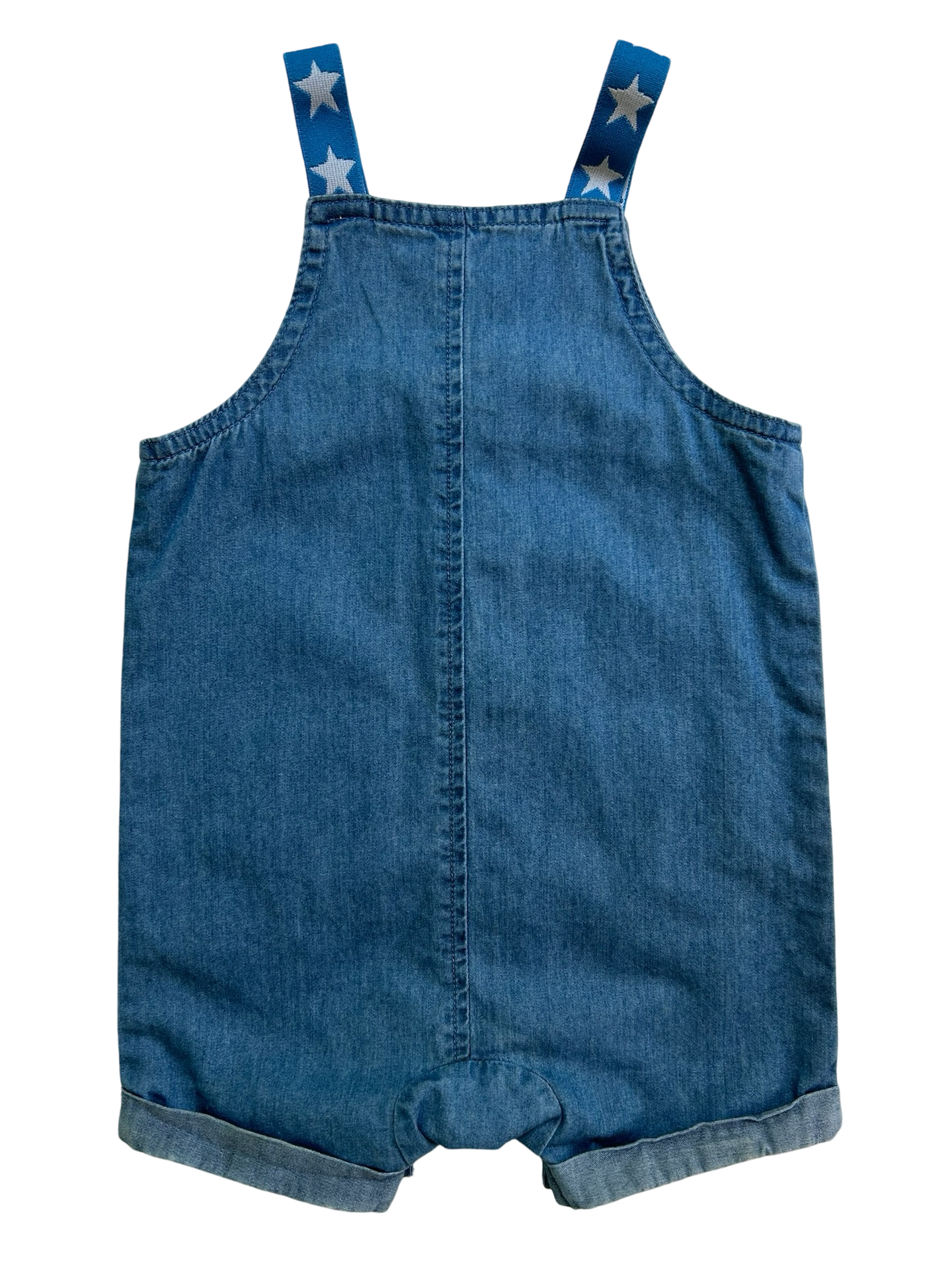 6M -9M Baby Boy Cat & Jack Blue With Stars White Chambray Bubble Romper