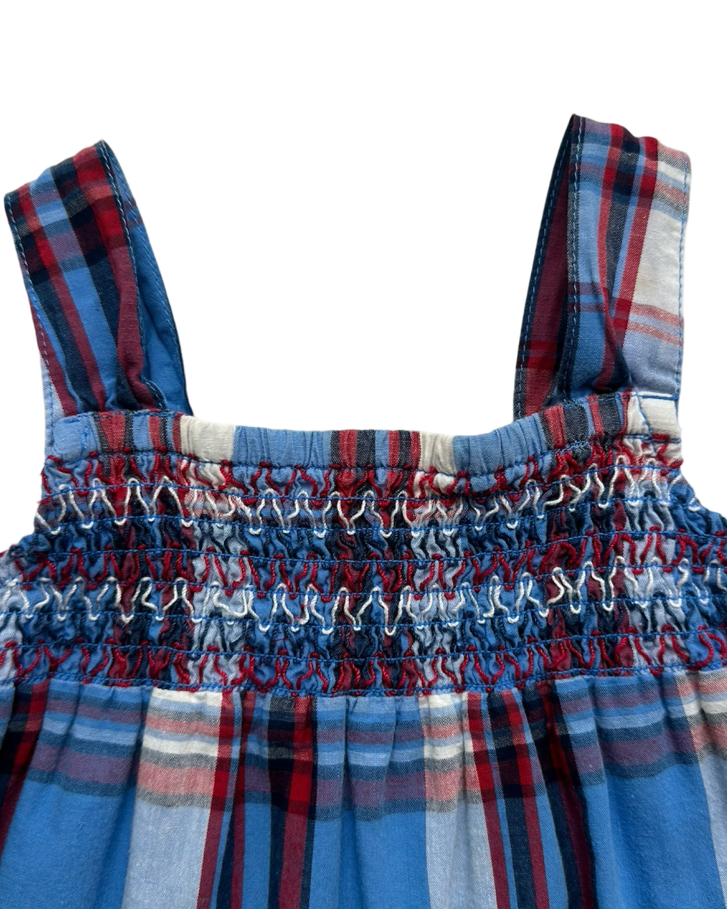 24M Baby Girl Red / White / Blue Plaid Smocked HealthTex Dress