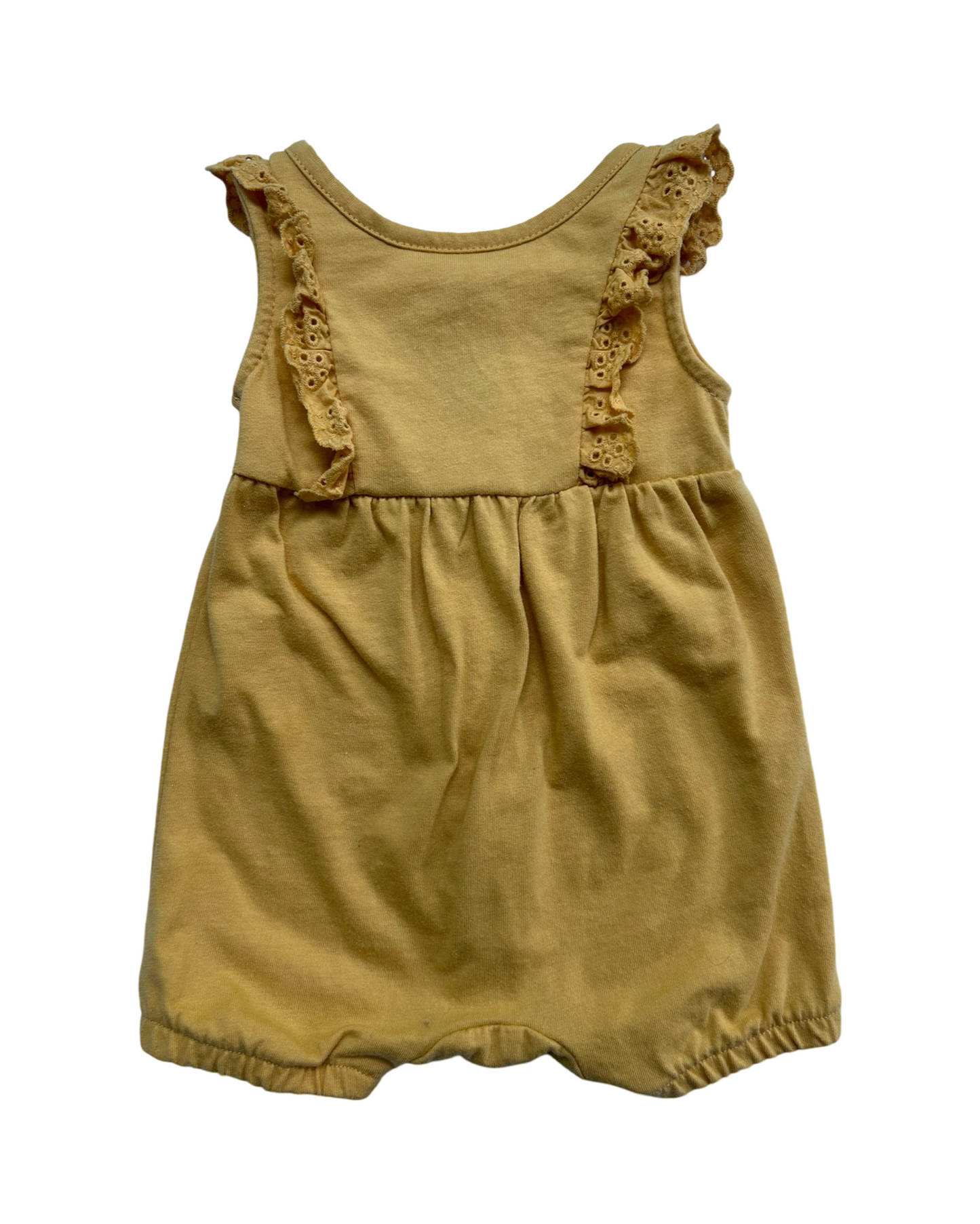 0-3M Baby Girl Grayson Mini Mustard Yellow Bubble Romper