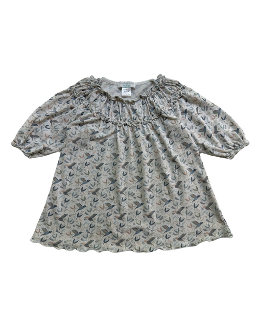 18M-24M Baby Girl Feather Baby Pima Cotton Bird Tunic Dress