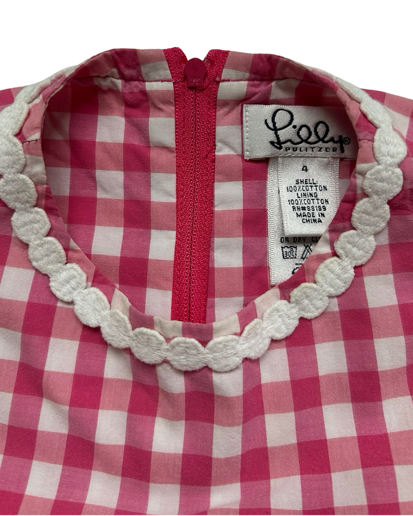 4T Toddler Girls Lilly Pulitzer Pink Gingham Sleeveless Pockets Dress.