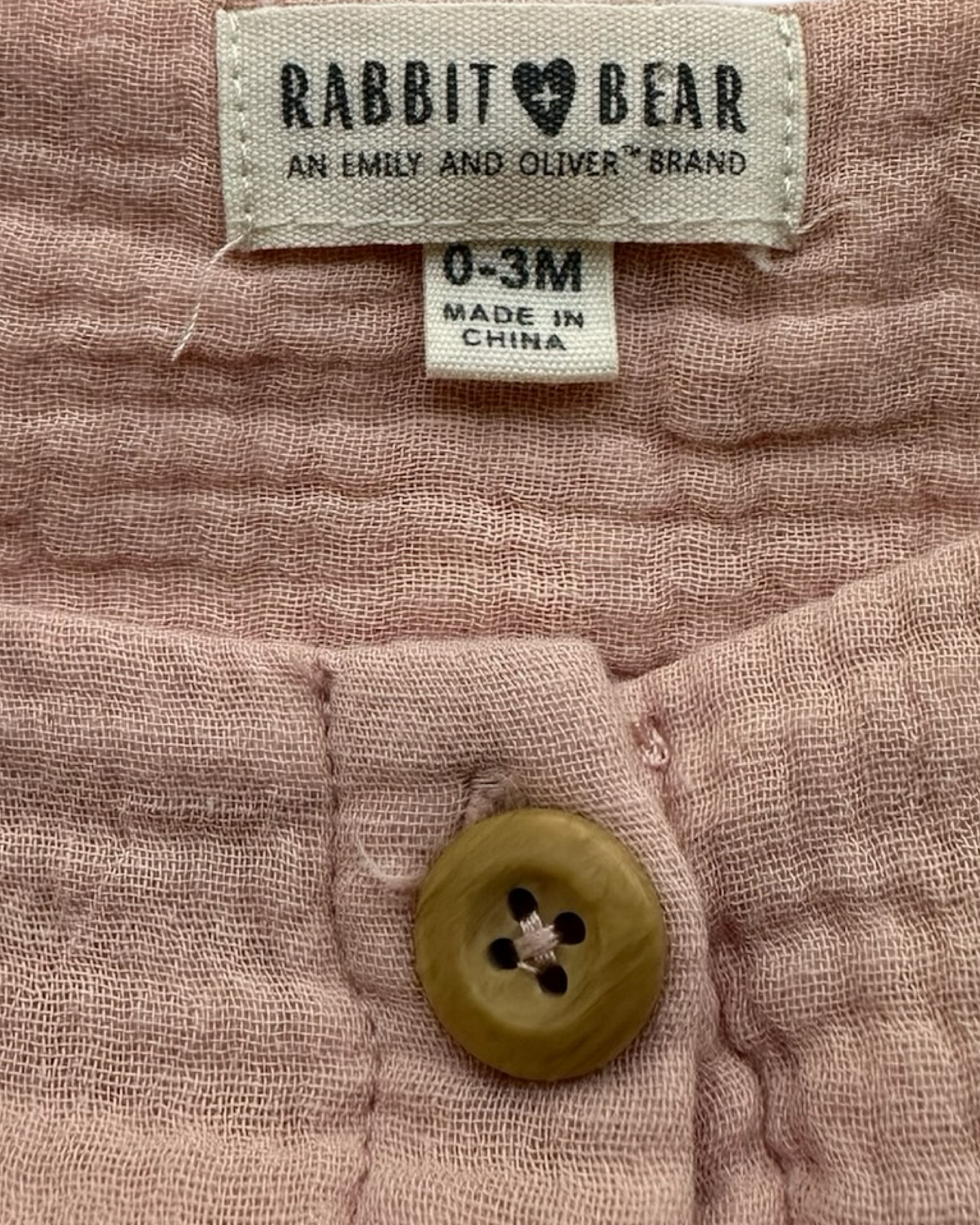 0-3M Baby Girl Rabbit + Bear An Emily And Oliver Brand Antique Pink Dress.
