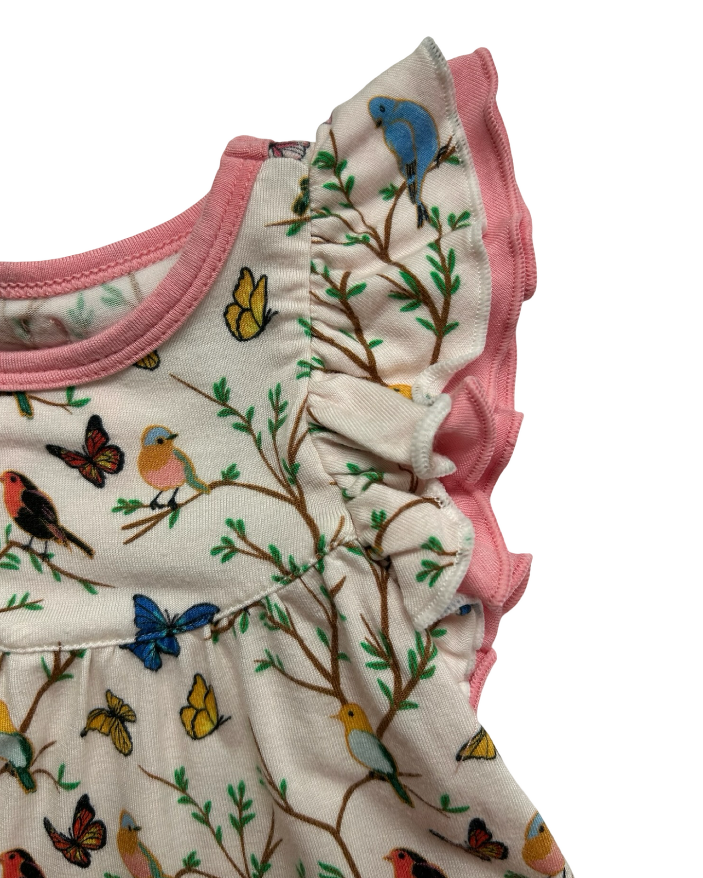 6M-9M Baby Girls Free Birdees Once Upon A Branch Birdees & Butterflies Ruffle Peplum Shorts 2 Pieces Set