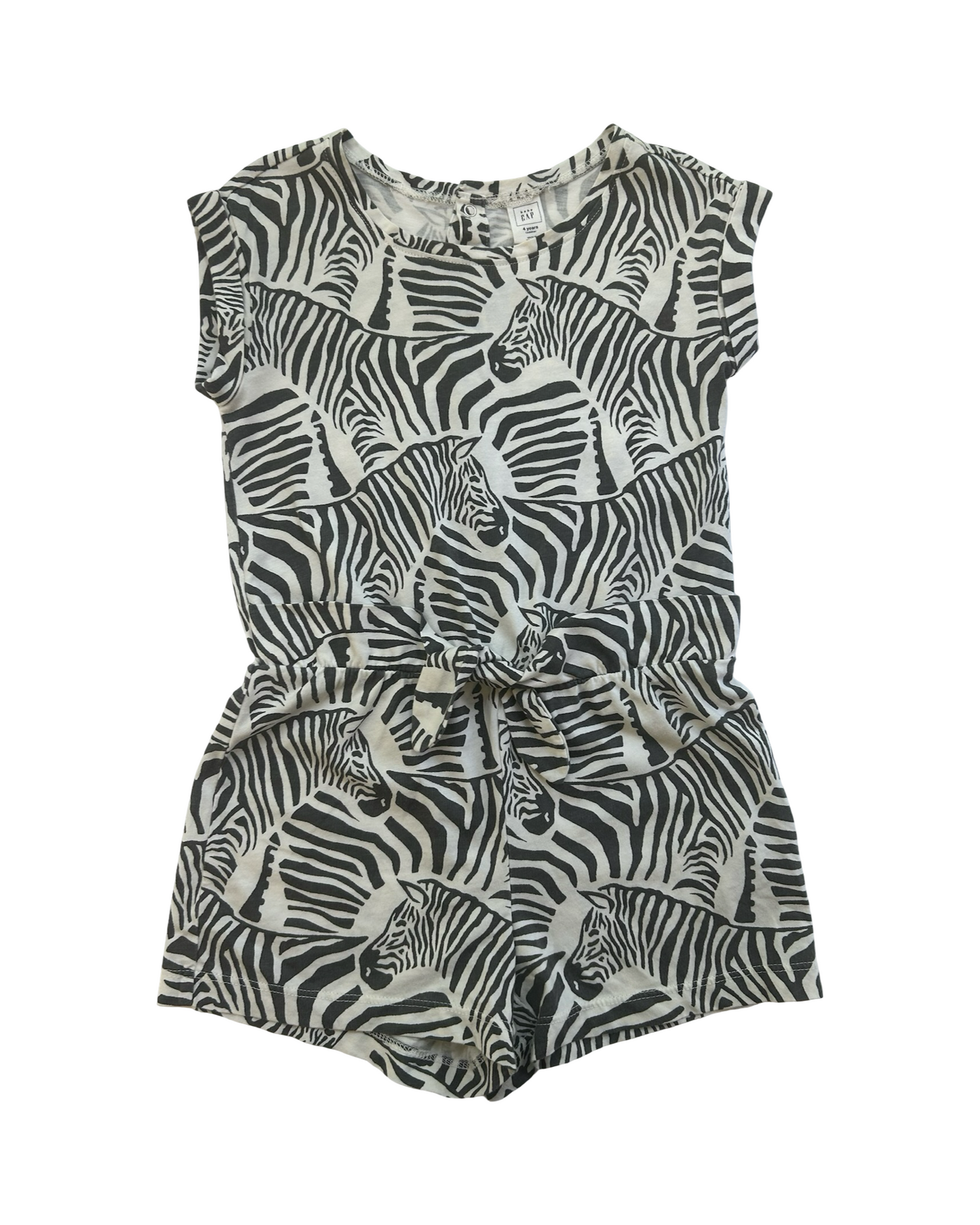 4T Toddlers Girls Baby Gap Zebra Print Tie Romper.
