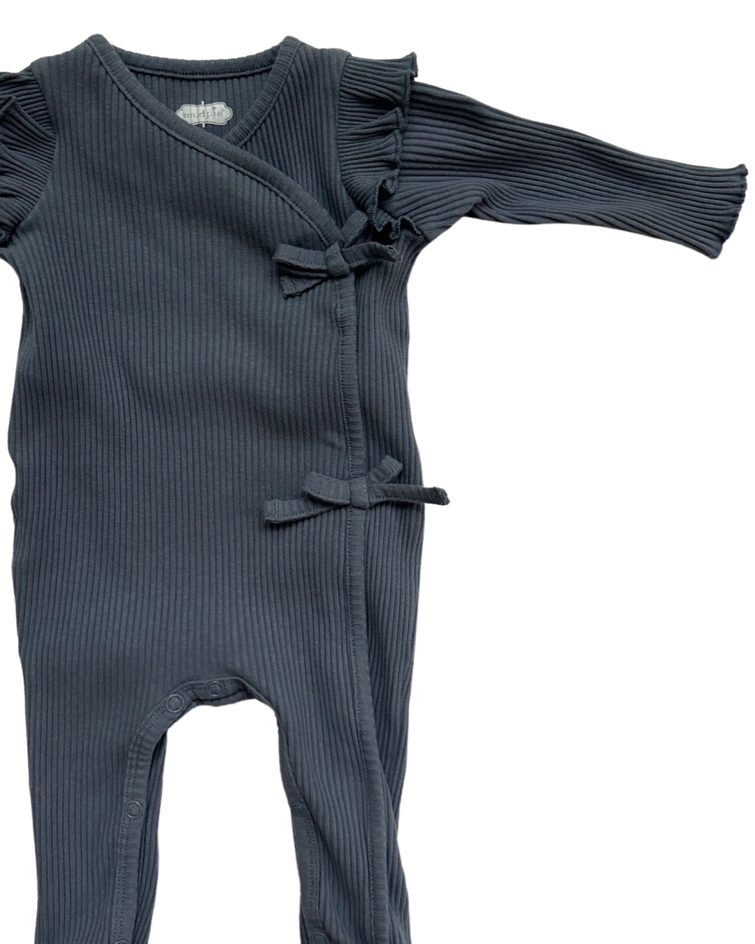 0-3M Baby Girl Mud Pie Blue Gray Ribbed Sleeper