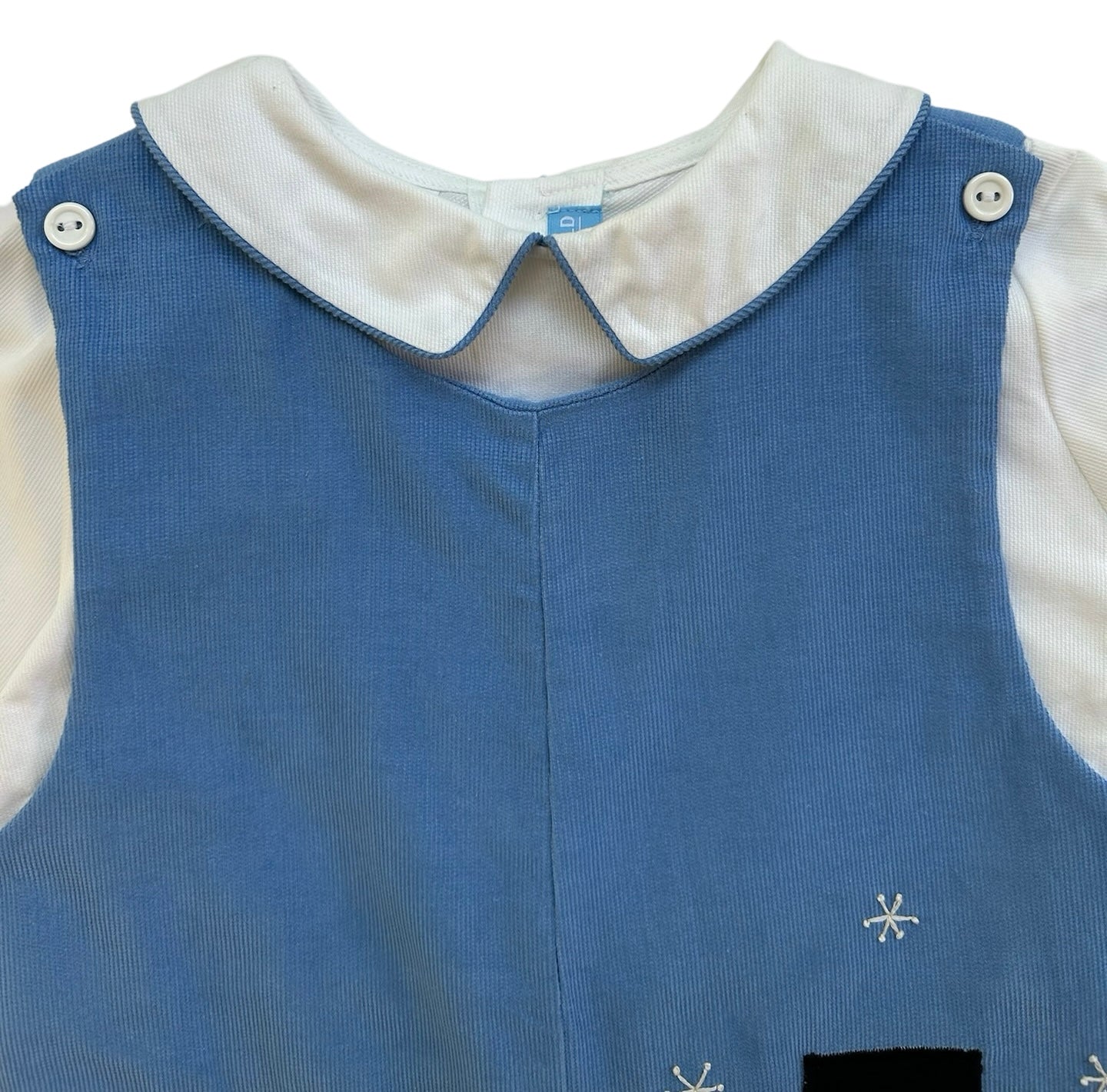 4T Monday’s Child Baby Overall has Christmas Snowman, With White Shirt.