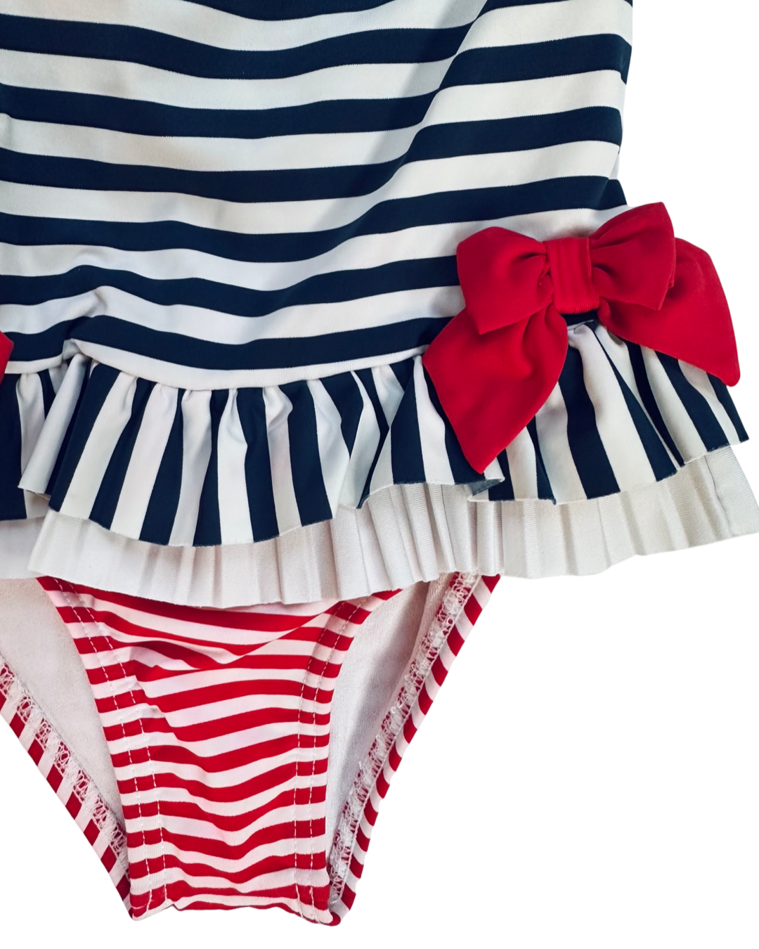 9M Baby Girl Patriotic American Mayoral Girl Red / White / Blue Striped One Piece Swim Suit