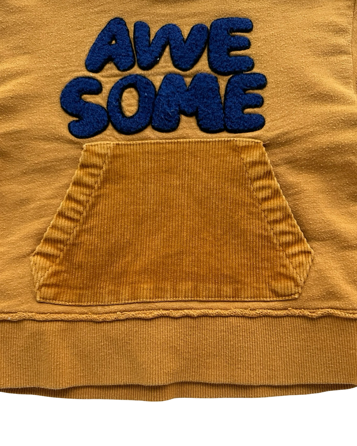 2T Toddler Boy Art Class “ AWESOME “ Hoodie Sweatshirt With Pockets Corduroy In front.