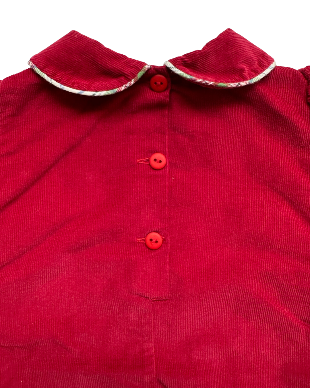 12M Baby Girl Red Corduroy Bella Bliss Holiday / Christmas Bubble with Plaid Bows