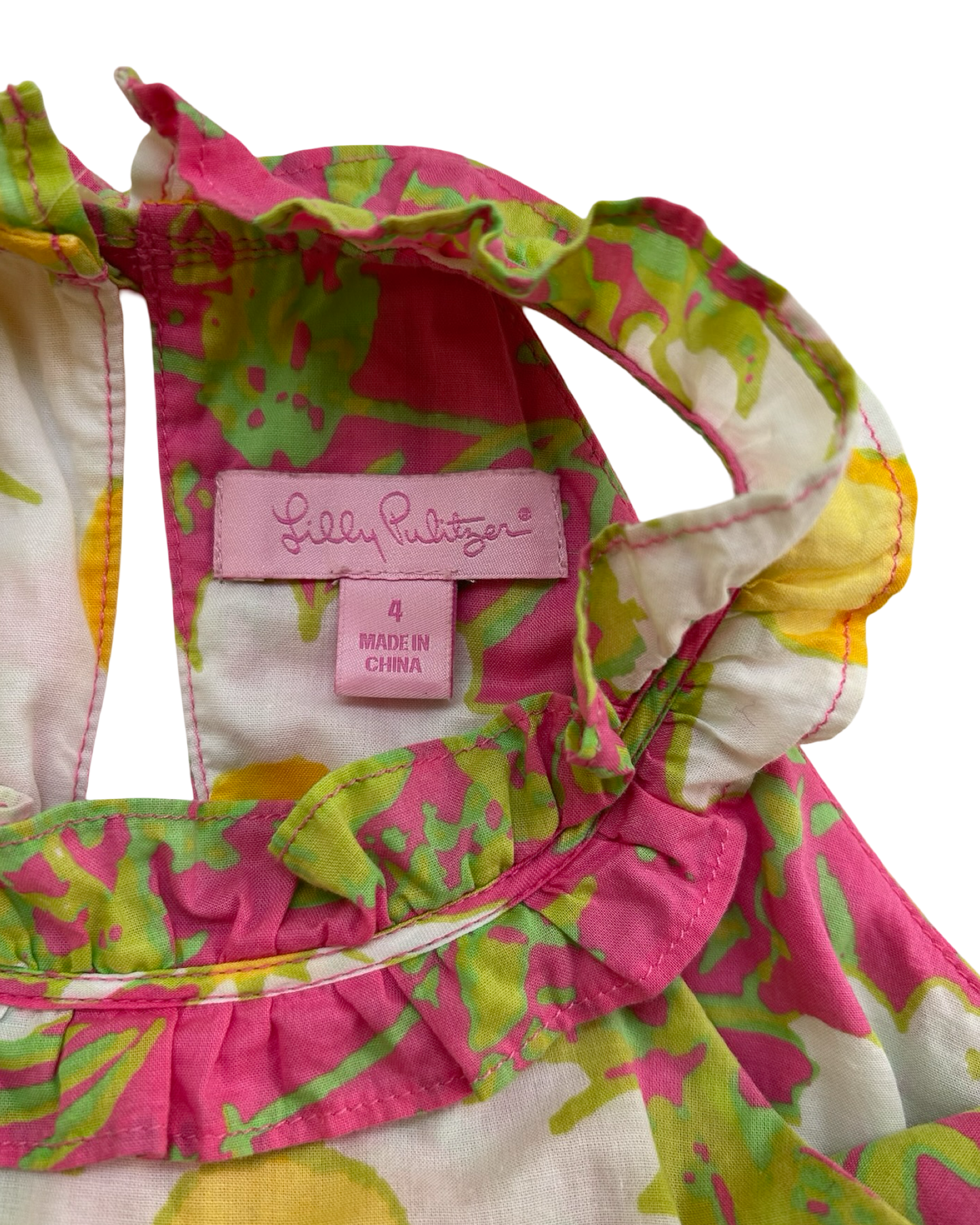 4T Toddler Girls Lilly Pulitzer Halter Pink Floral Daisy Sleeveless Maxi Dress.