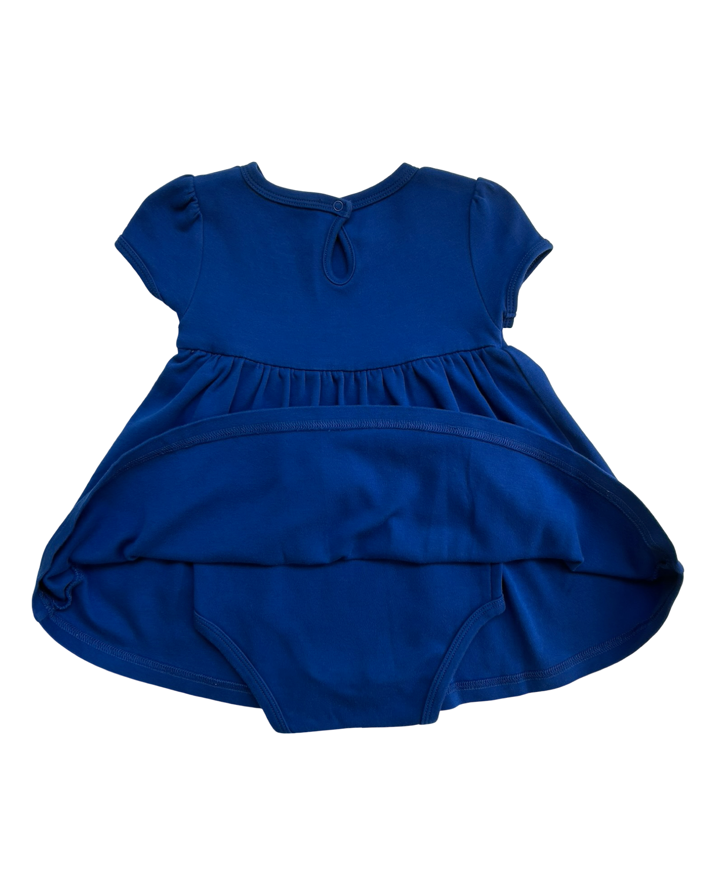 18M-24M Baby Girls Primary Blue Short Sleeve Integrated Bodysuit Dress One Piece
