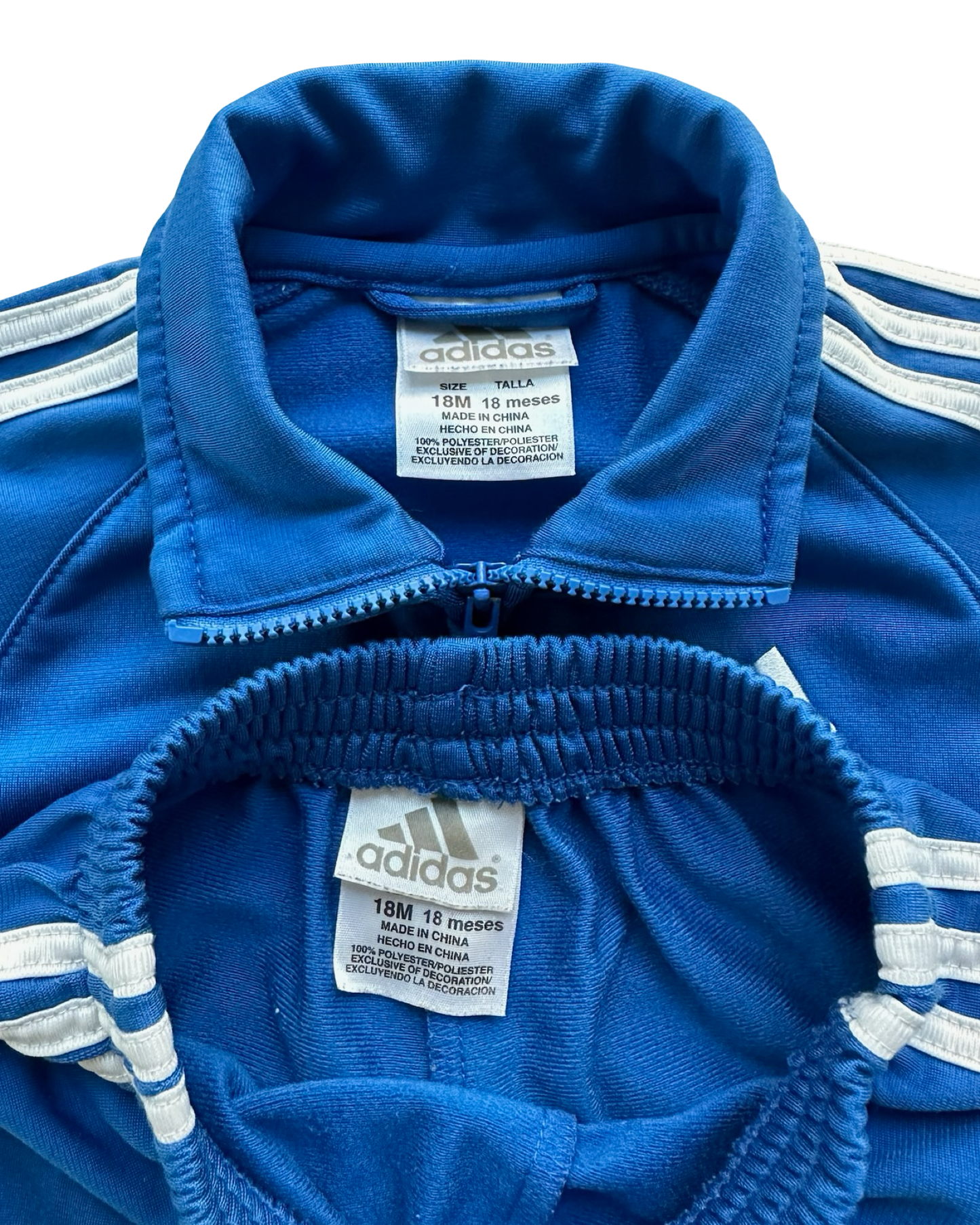 18M Baby Boy Adidas Blue With Striped White 2 Pieces Set
