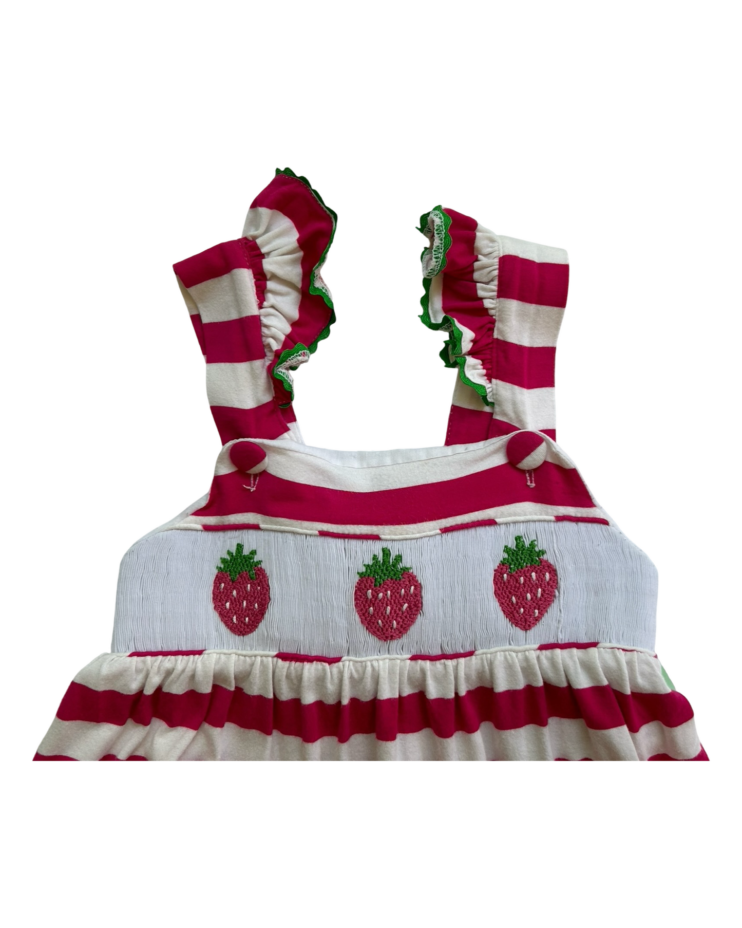 4T Toddlers Girls Smocked Or Not Embroidered Strawberries Striped Dress