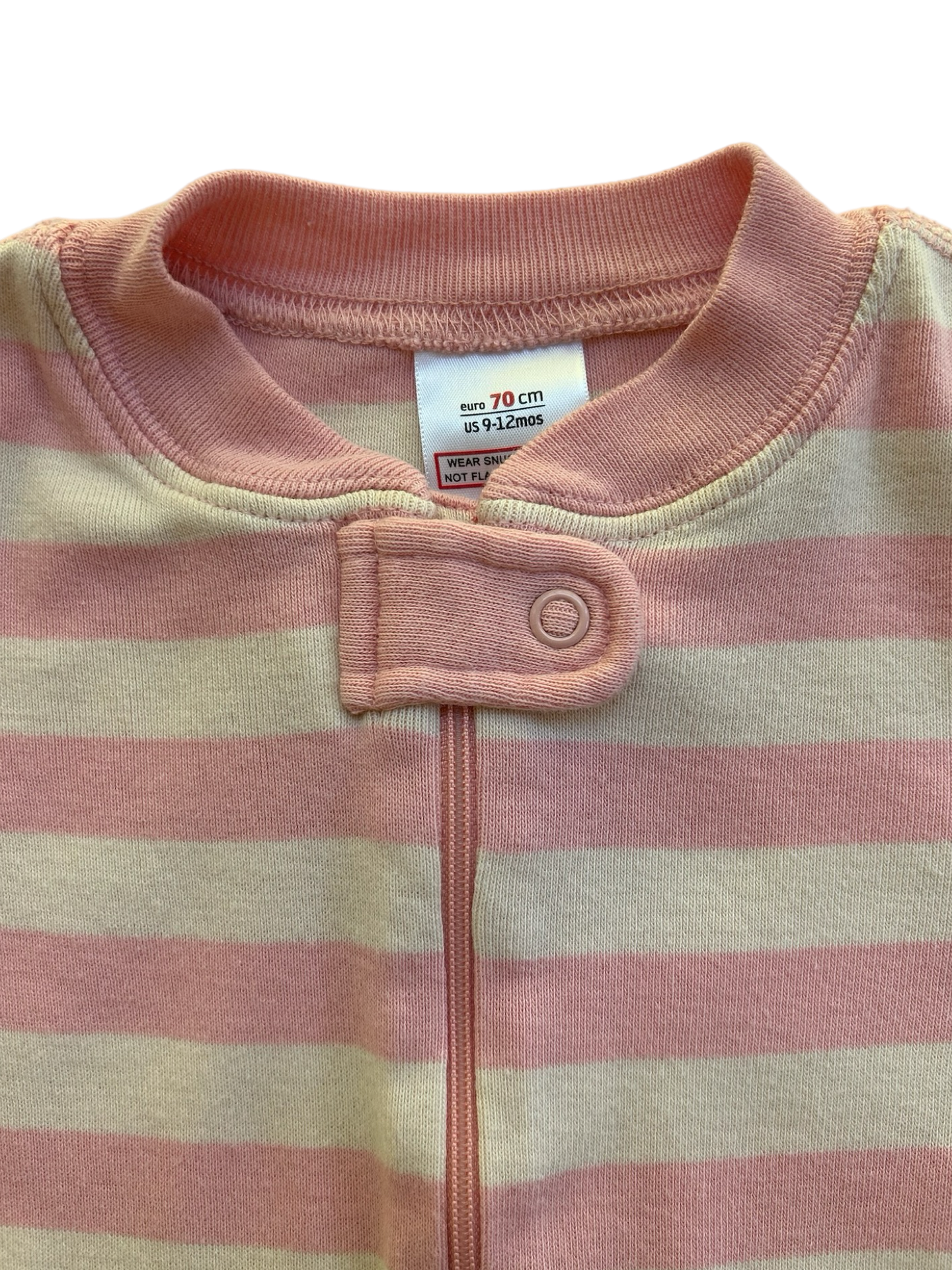 0-3M Baby Girl Hanna Andersson Pink & Cream Striped Zippered PJs Sleeper