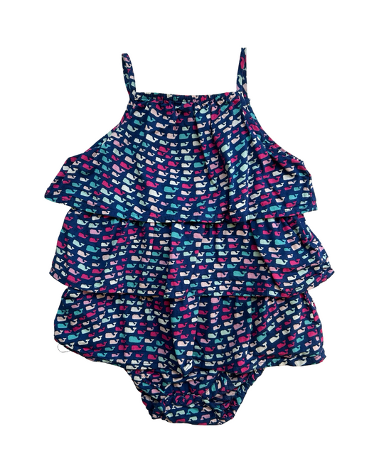 12M Baby Girls Vineyard Vines Target Bubble Whale Romper One Piece
