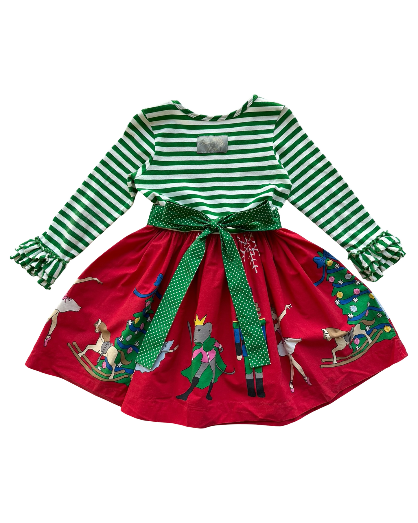 4T - 5T Toddler Girls Eleanor Rose Striped Christmas Rhonda Nutcracker Long Sleeve Dress
