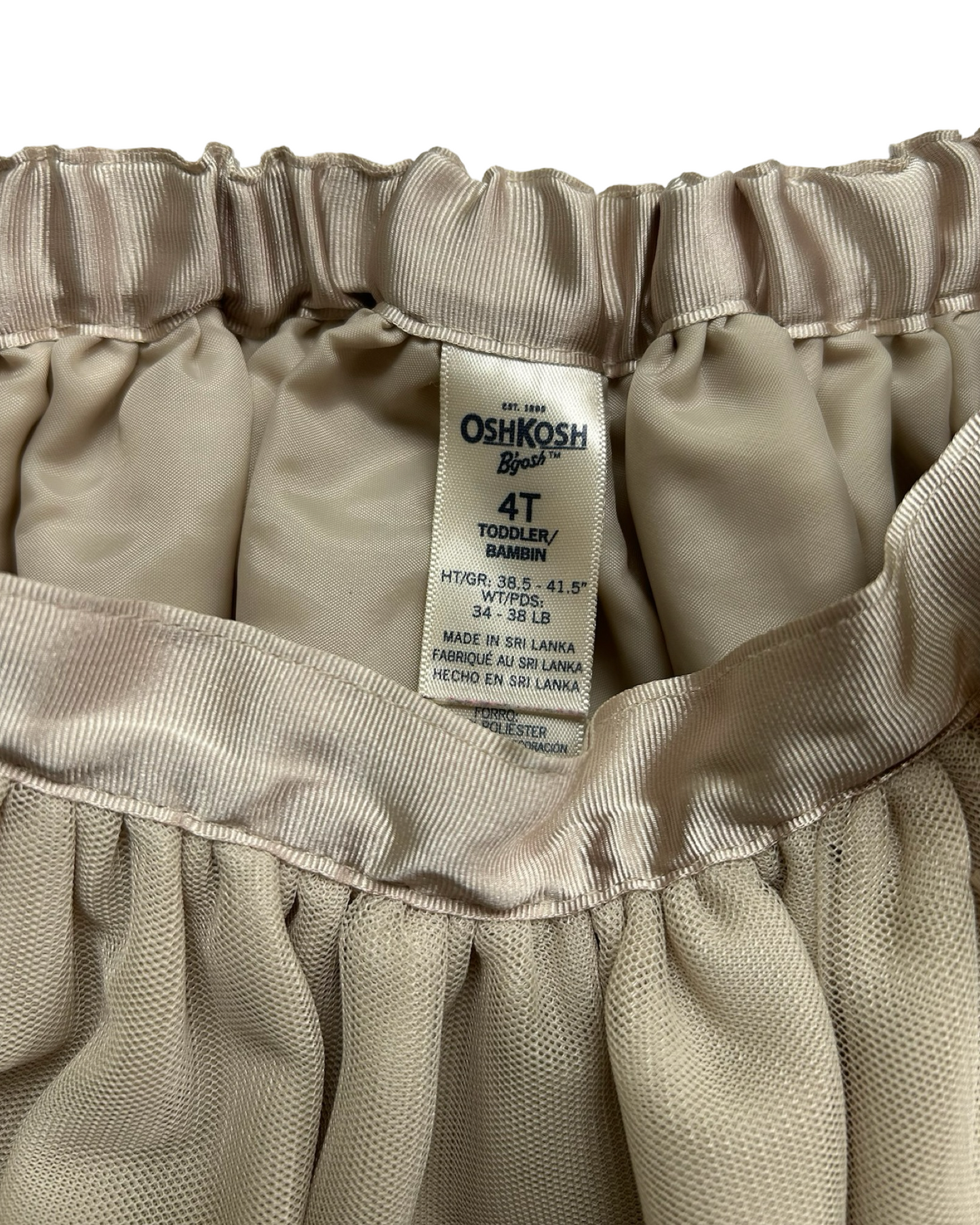 4T Toddler Girl OshKosh B'Gosh Gold Tulle Skirt